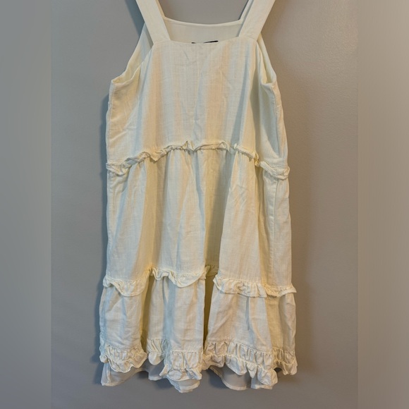 Dex Ruffled Cream Colored Linen lined Dress Sz S - Picture 8 of 8
